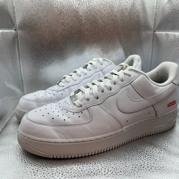 Size 12 Nike Air Force 1 Low Supreme Mens‎ White Athletic Sneaker CU9225-100 main image 12